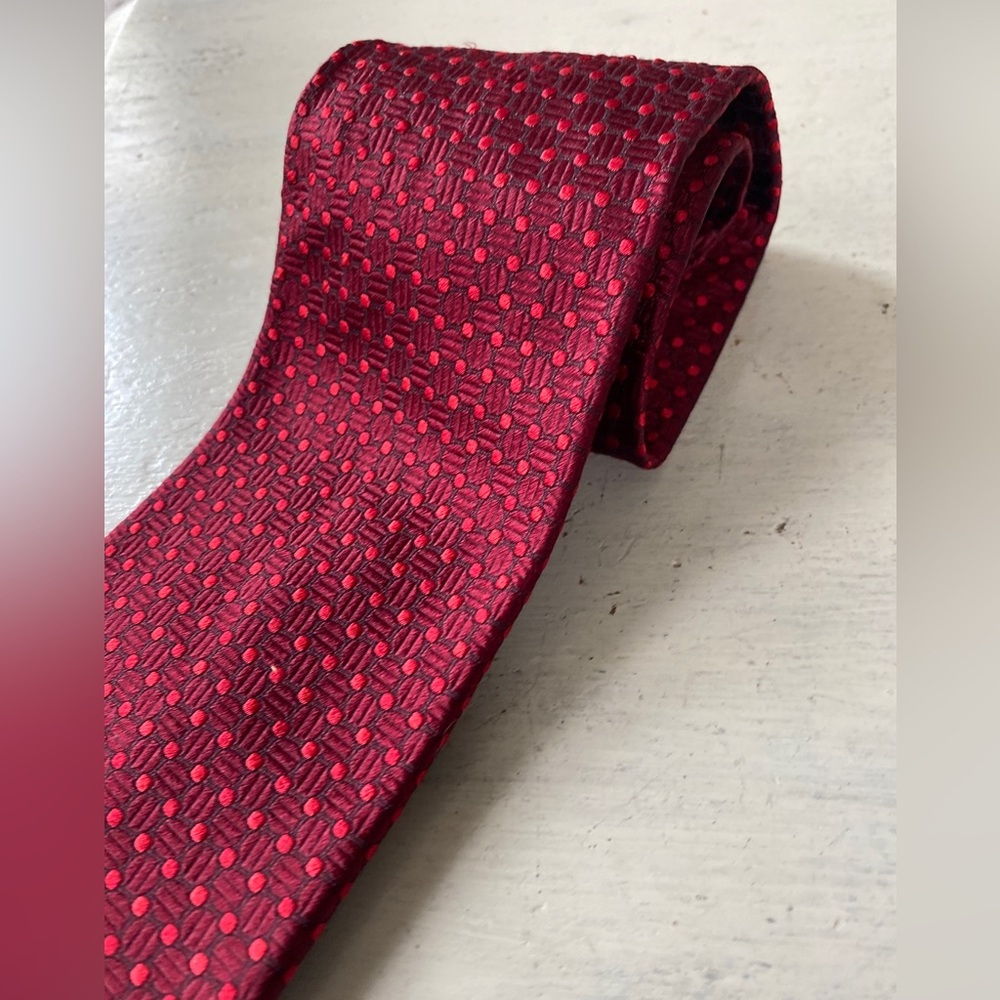 Vintage Bolgheri Men’s 100% Silk Neck Tie red polka dots Made in Italy